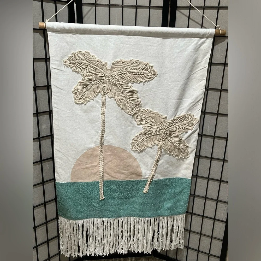 Tropical Wall Hanging with Palm Tree Design BY POTTERY BARN TEEN, 30”X 36”